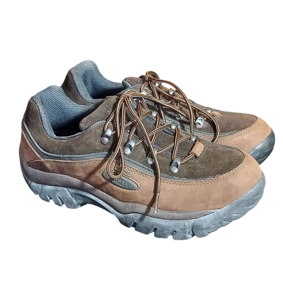 Merrell Cortina Brown Leather Waterproof Hiking Boots  Rugged Design Lace Up - Picture 1 of 16